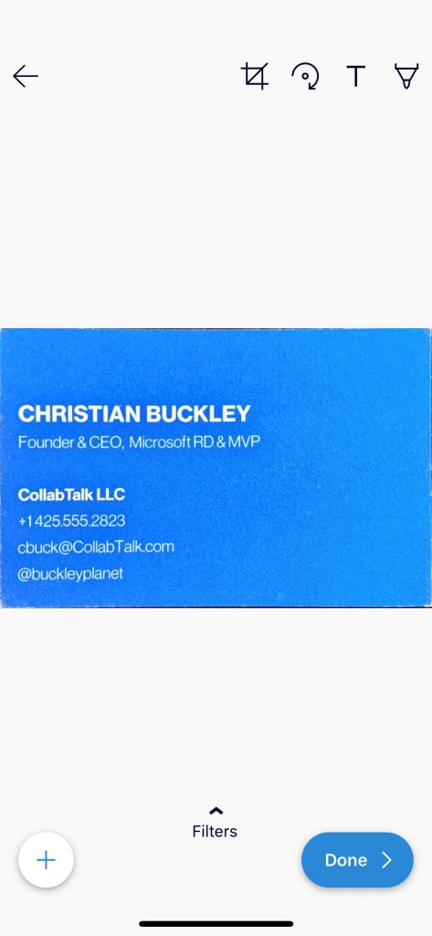 Captured image in the Office Lens or OneDrive app