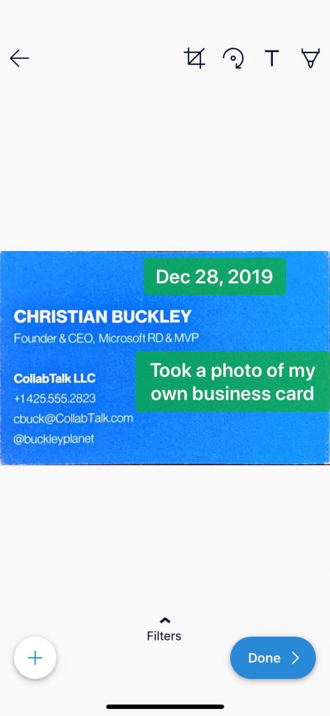 Annotated image in Office Lens or OneDrive app