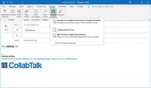 Translate your Emails in Microsoft Outlook – buckleyPLANET