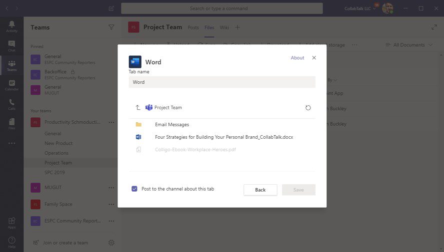 Adding Documents as Tabs in Microsoft Teams